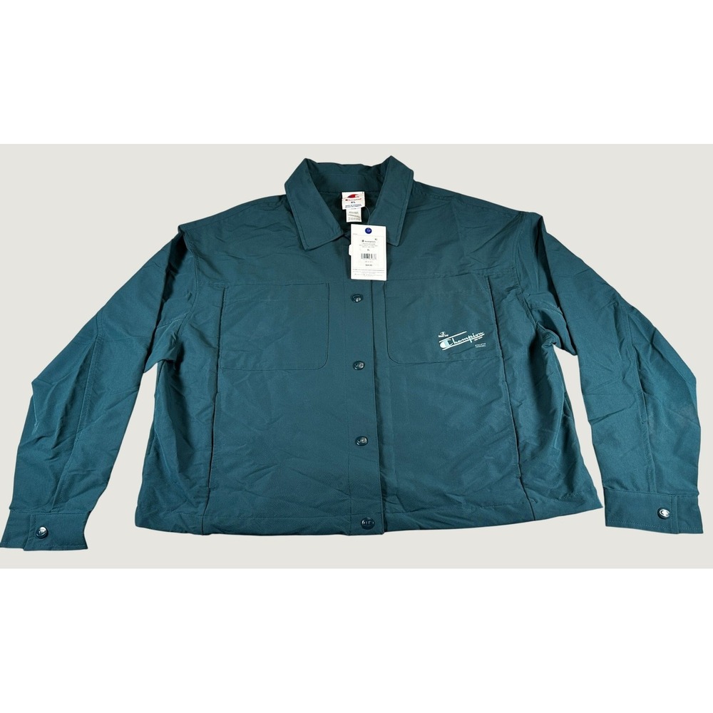 Champion Match Coaches Jacket Womens XL Teal Green Snap Front Pockets NWT